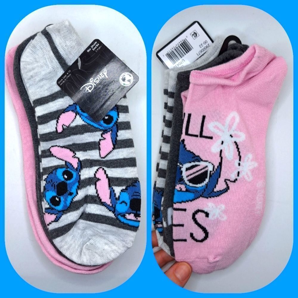 DISNEY STITCH No show SOCKS 3 PAIR BUNDLE PACK